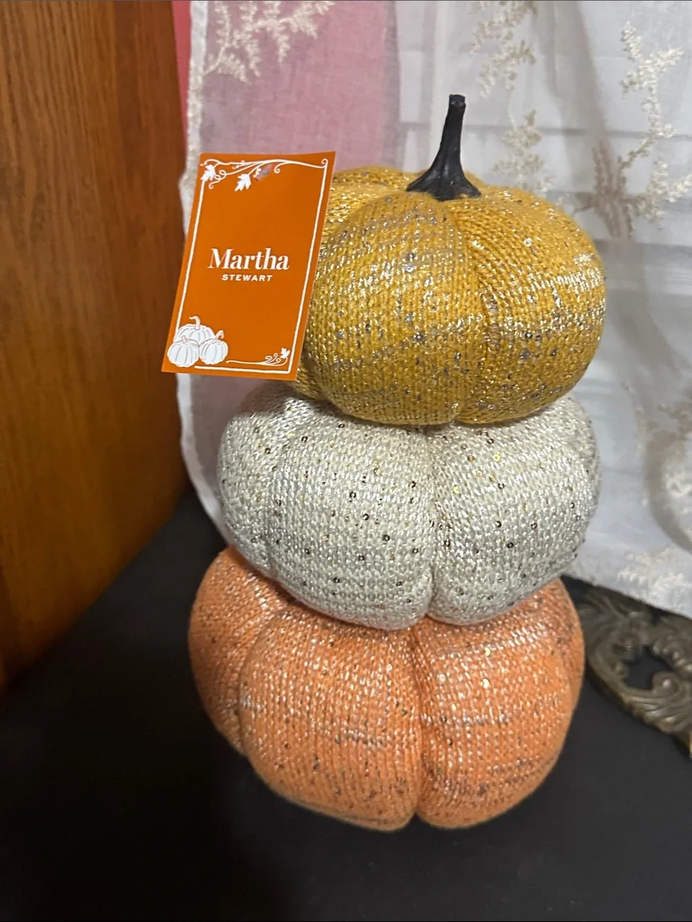 Martha Stewart sweater pumpkin trio decor